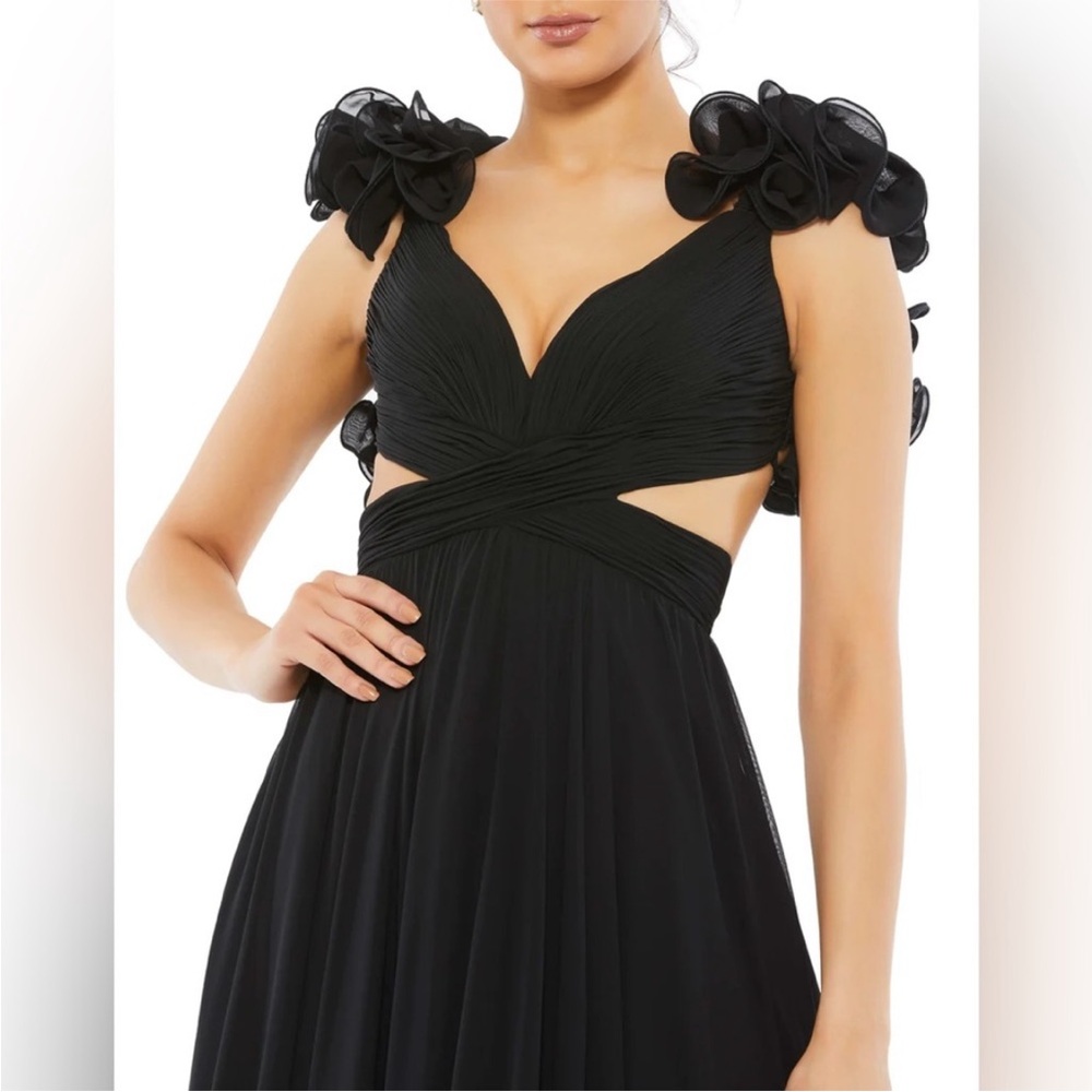 Mac Duggal Black Ruffle Sleeve Maxi Dress - Picture 2 of 6